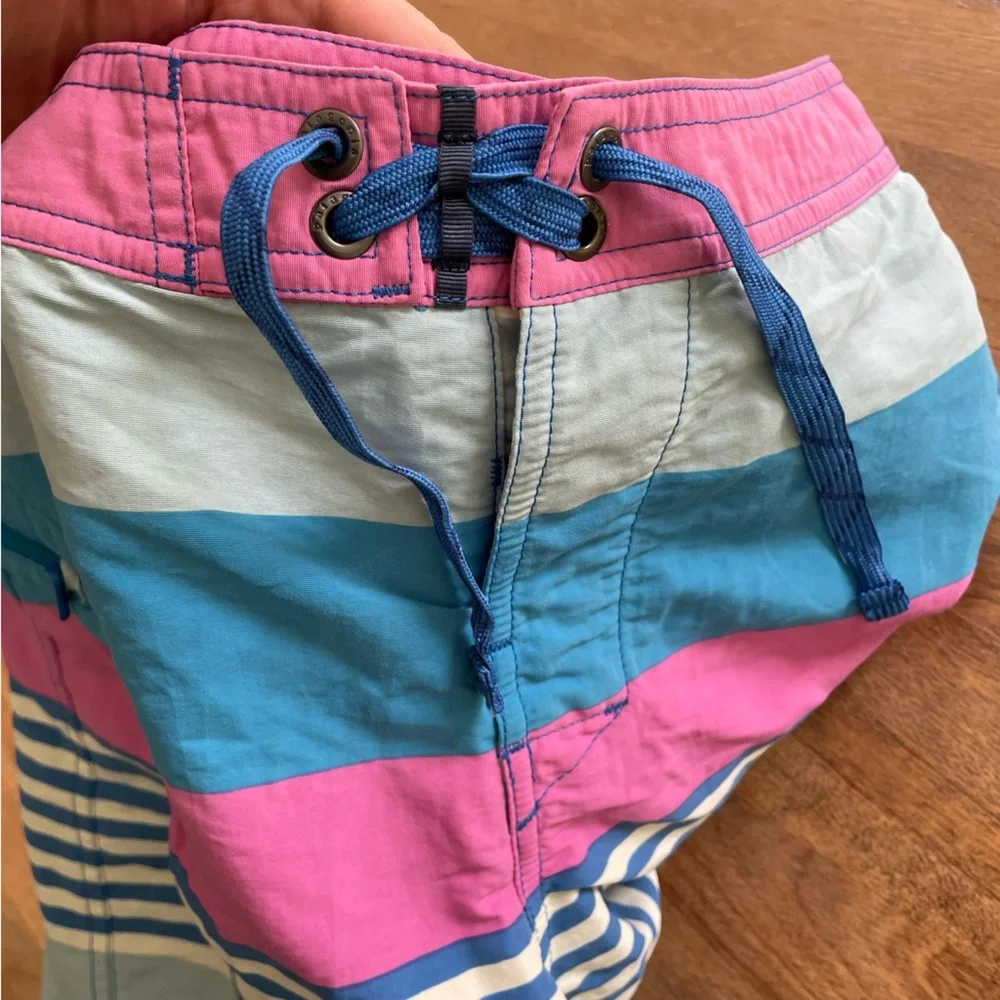 Patagonia Wavefarer Boys Boardshorts Pink Fitz Stripe - 16 Swim Beach Surf   14